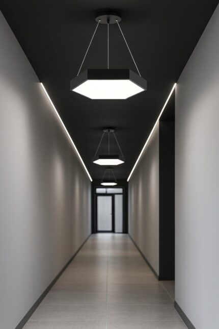 Lampara black Out Colgante Hexágono completo 52 cm x 60 cm (54W) - Imagen 2
