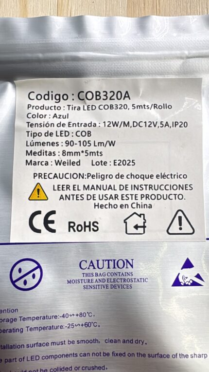Cinta LED COB Color 5m 12V (rojo, azul, fucsia, verde, rosado, cálido, blanco frio) - Imagen 7