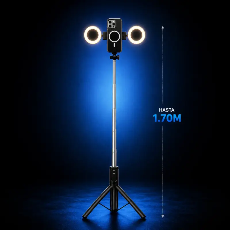 Trípode LED Ajustable 1.70 m doble luz