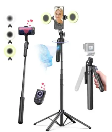 Trípode LED Ajustable 1.70 m doble luz - Imagen 5